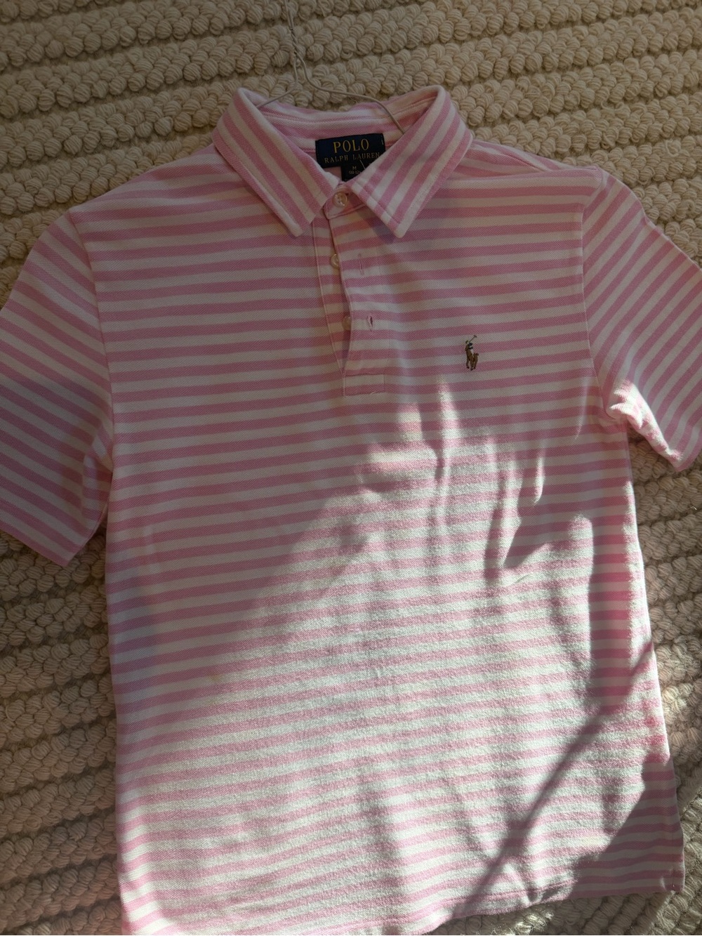 Polo by Ralph Lauren Pink & White Striped Kids Polo Shirt